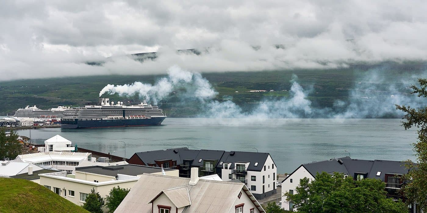 The town of Akureyri on Eyjafjordur in north Iceland