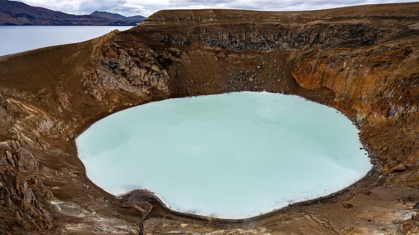 The Askja caldera and its crater lake in the Icelandic highlands