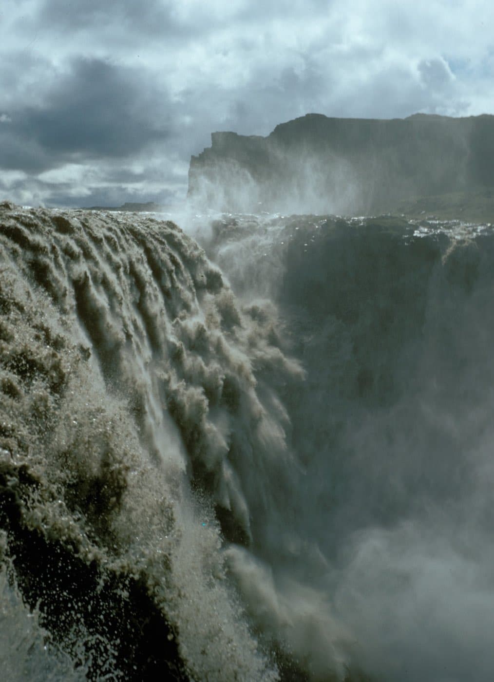 Dettifoss, the wide grey-brown waterfall in Vatnajokull National Park