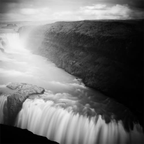 Gullfoss waterfall dropping into its canyon