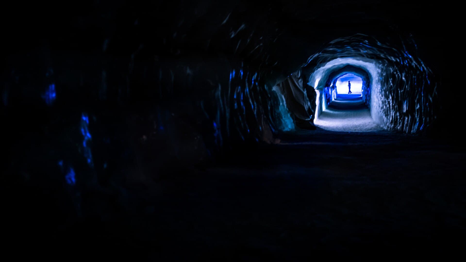 The man-made ice tunnel inside Langjokull glacier