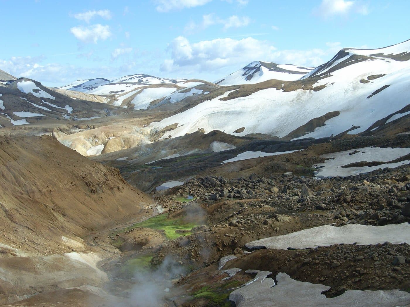 Steaming rhyolite slopes in the Kerlingarfjoll highland range