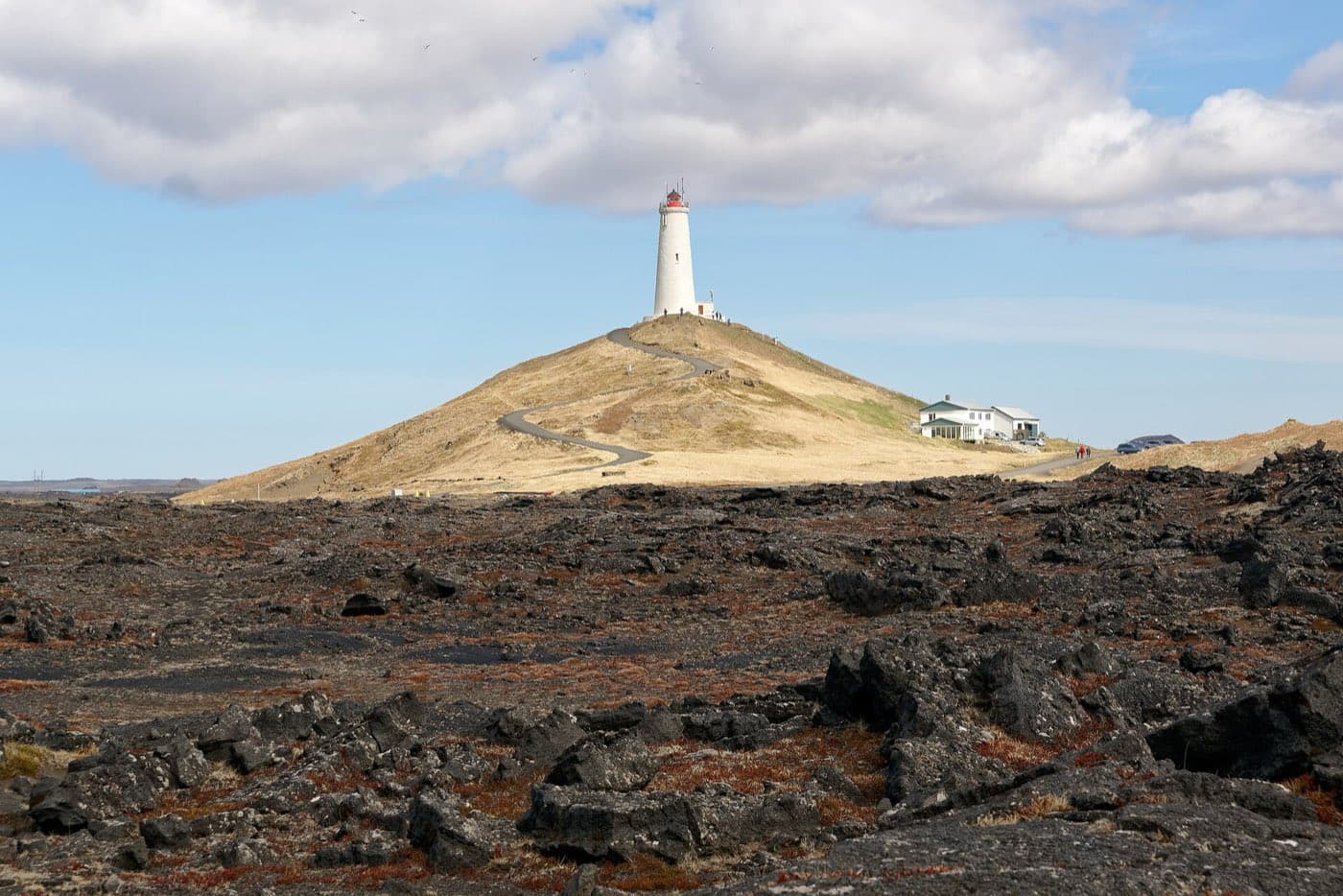 Reykjanesviti lighthouse on the cliffs of the Reykjanes peninsula