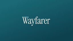 Wayfarer wordmark on a dark green gradient