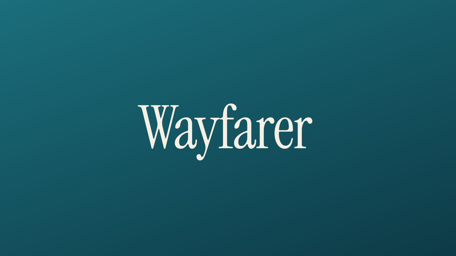 Wayfarer wordmark on a dark green gradient